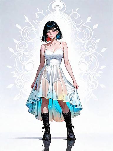 Grunge Twist Asymmetrical Fringe Dress Portrait