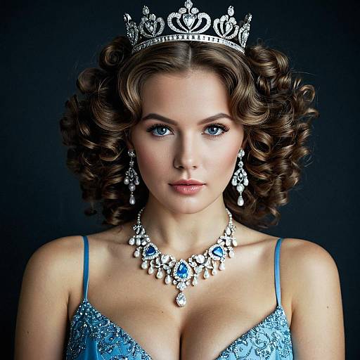 Elegant Girl with Curly Hair and Jewelry