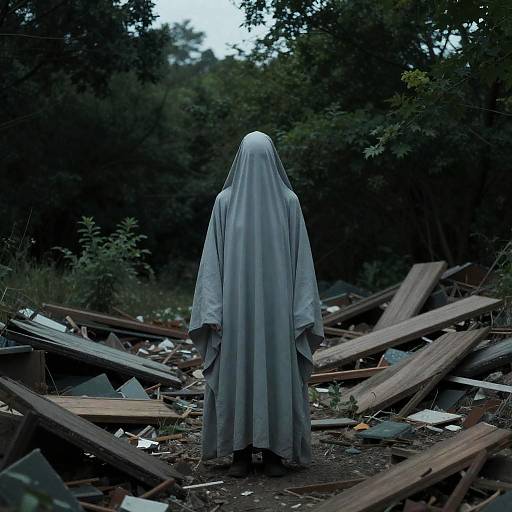 Haunting Presence in a Forest Clearing