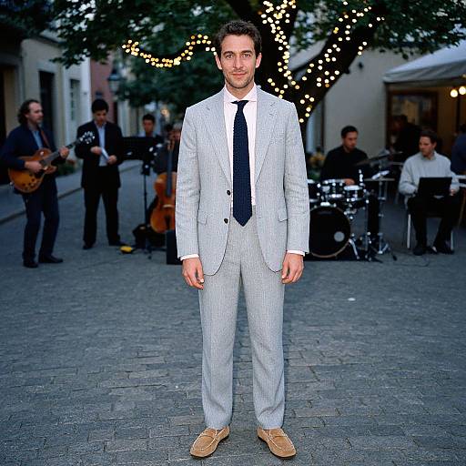 Stylish Man in Charming Cobblestone Square