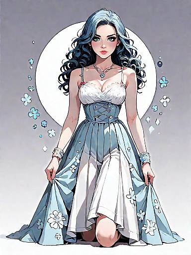 Elegant Woman in Bohemian Dress