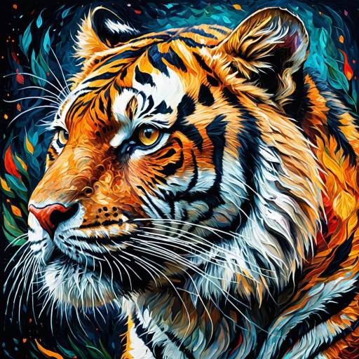 Neo-Impressionist Tiger Portrait Neo-Impressionist Tiger Portrait