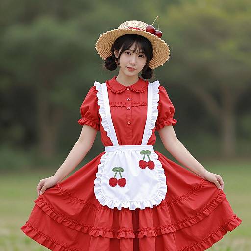 Whimsical Woman as Cherry Pie