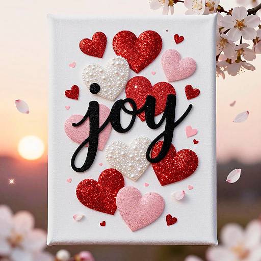 Glitter Hearts with Joyful Cursive