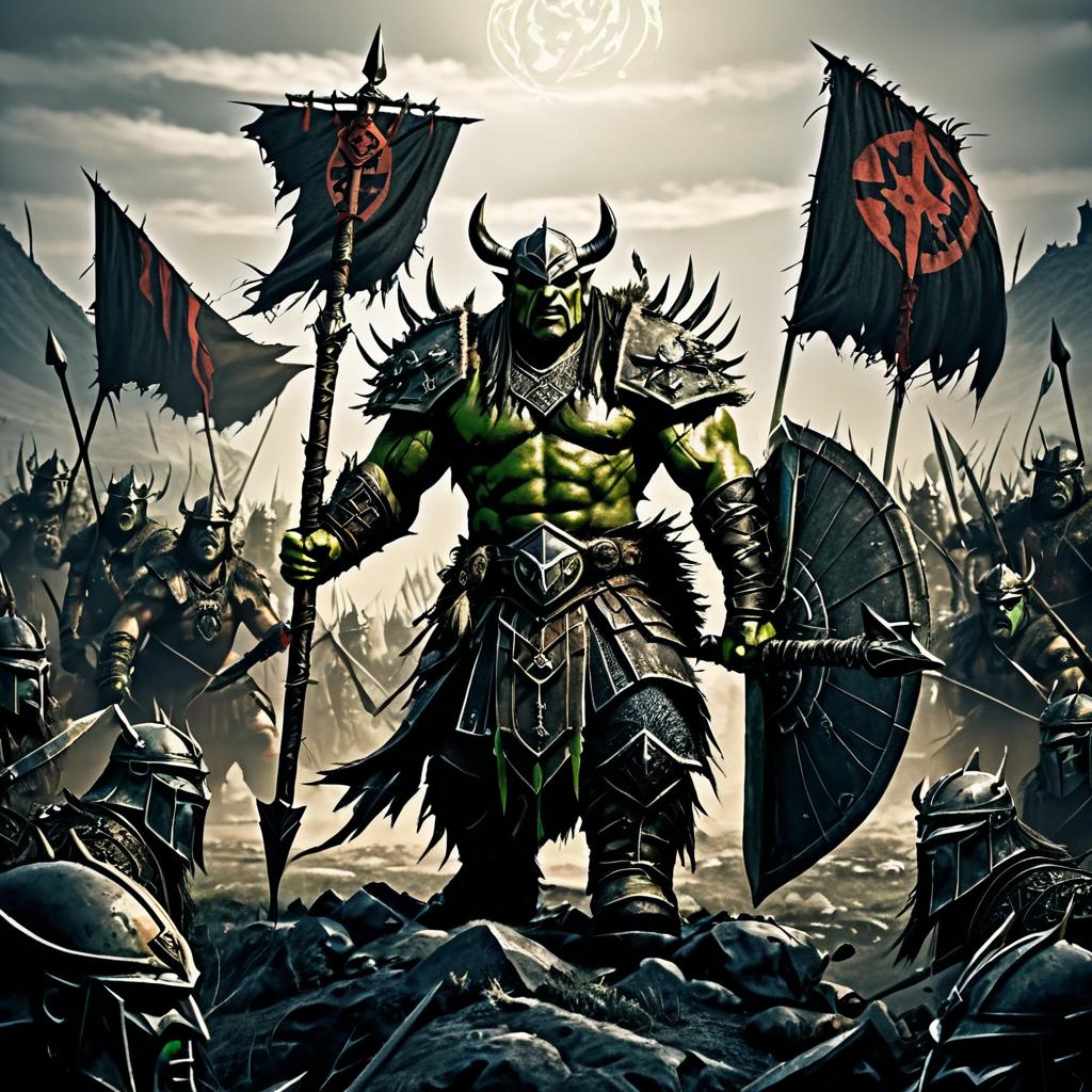 Fierce Orc Warlord in Epic Battle