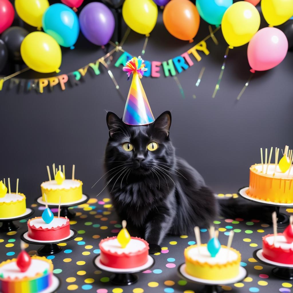 Black Cat's Colorful Birthday Celebration