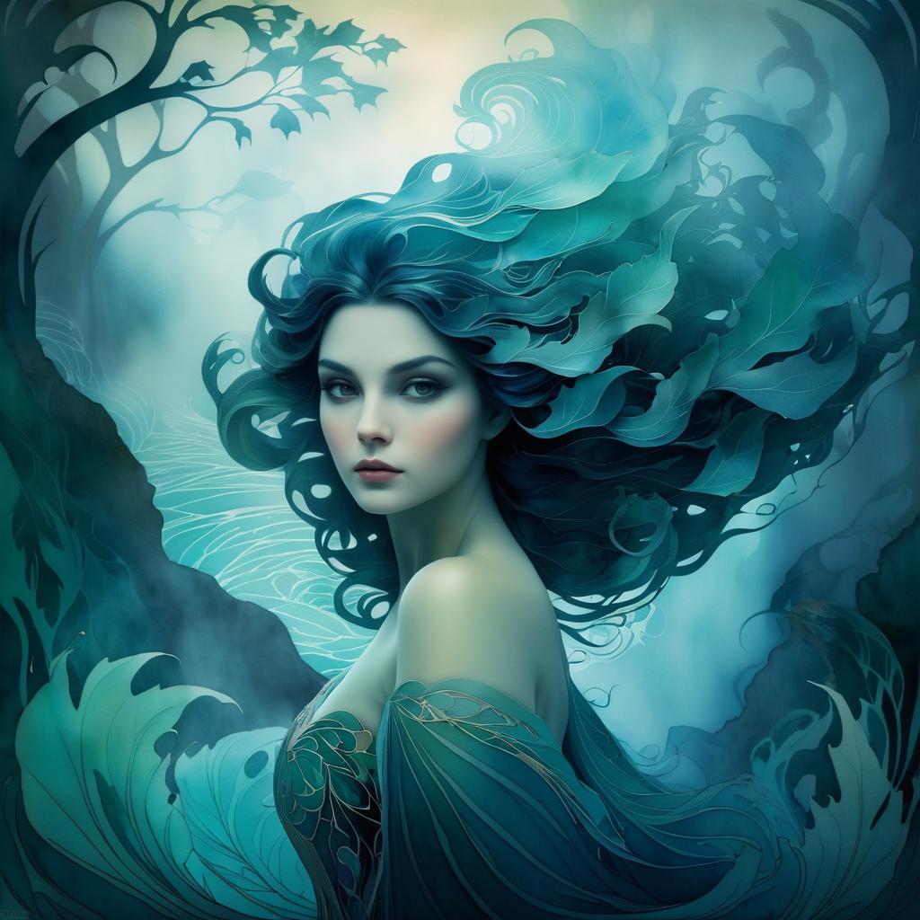 Enchanting Ocean Siren in Ethereal Fog