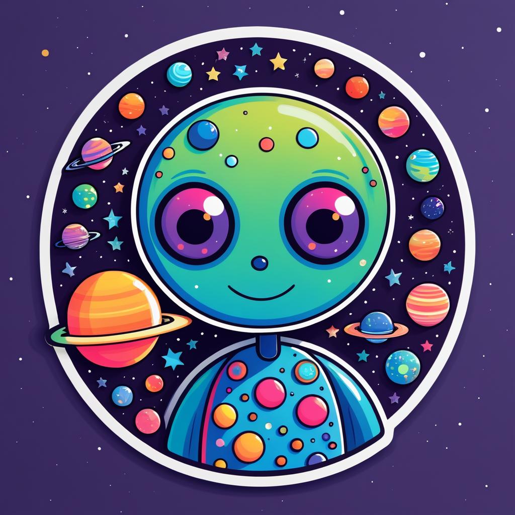 Whimsical Alien in Naive Art Style