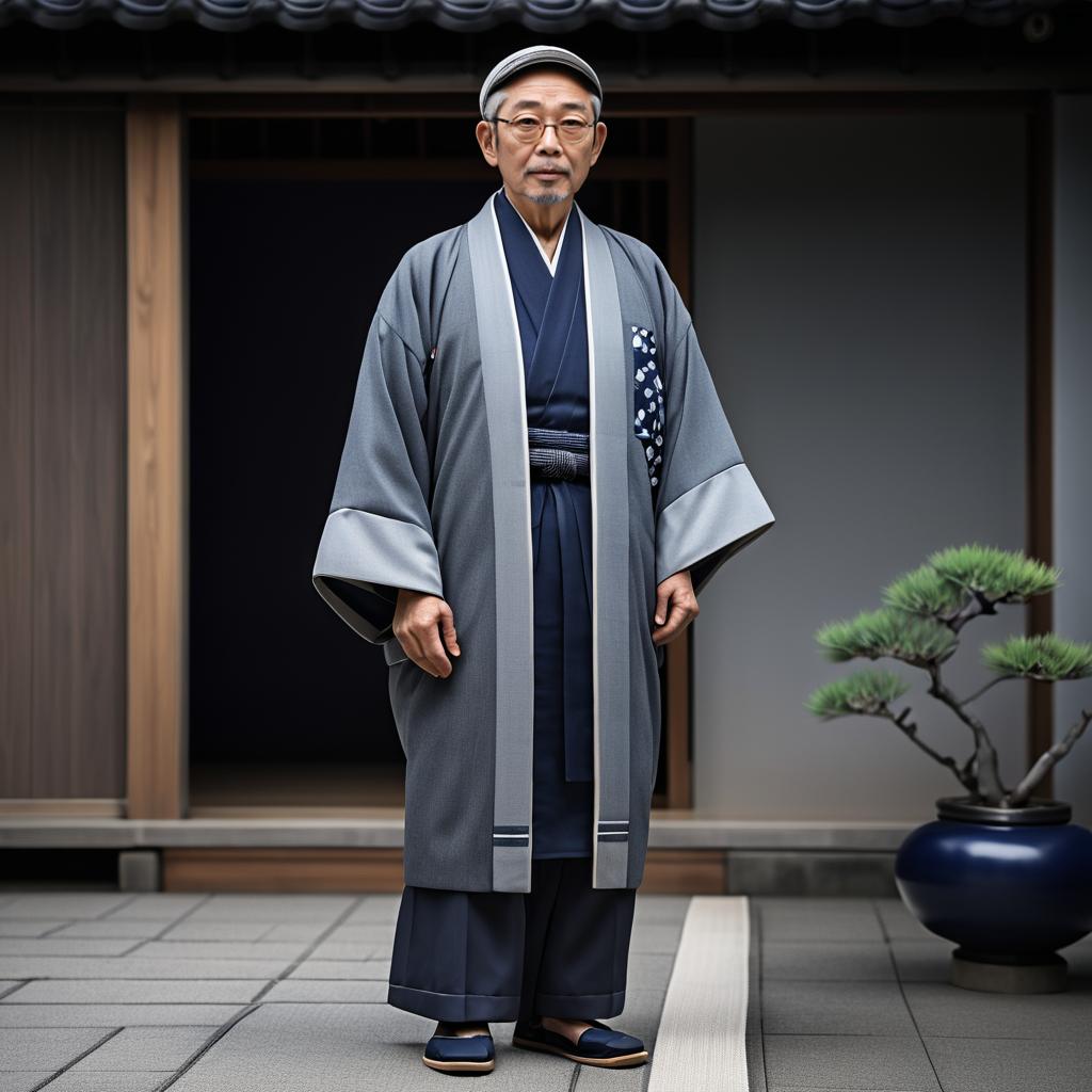 Photorealistic Elderly Man in Kimono