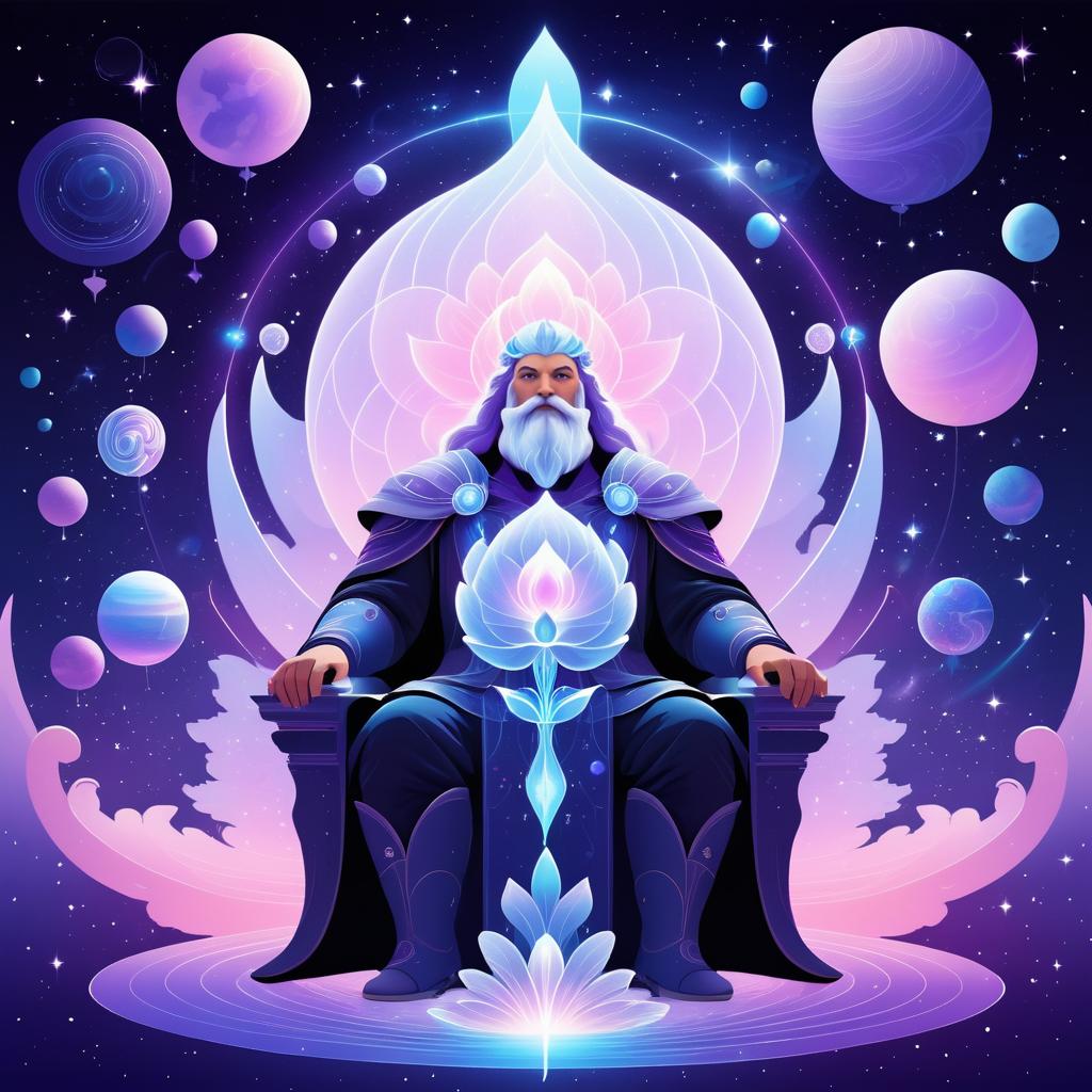 Ethereal Giant in Cosmic Throne