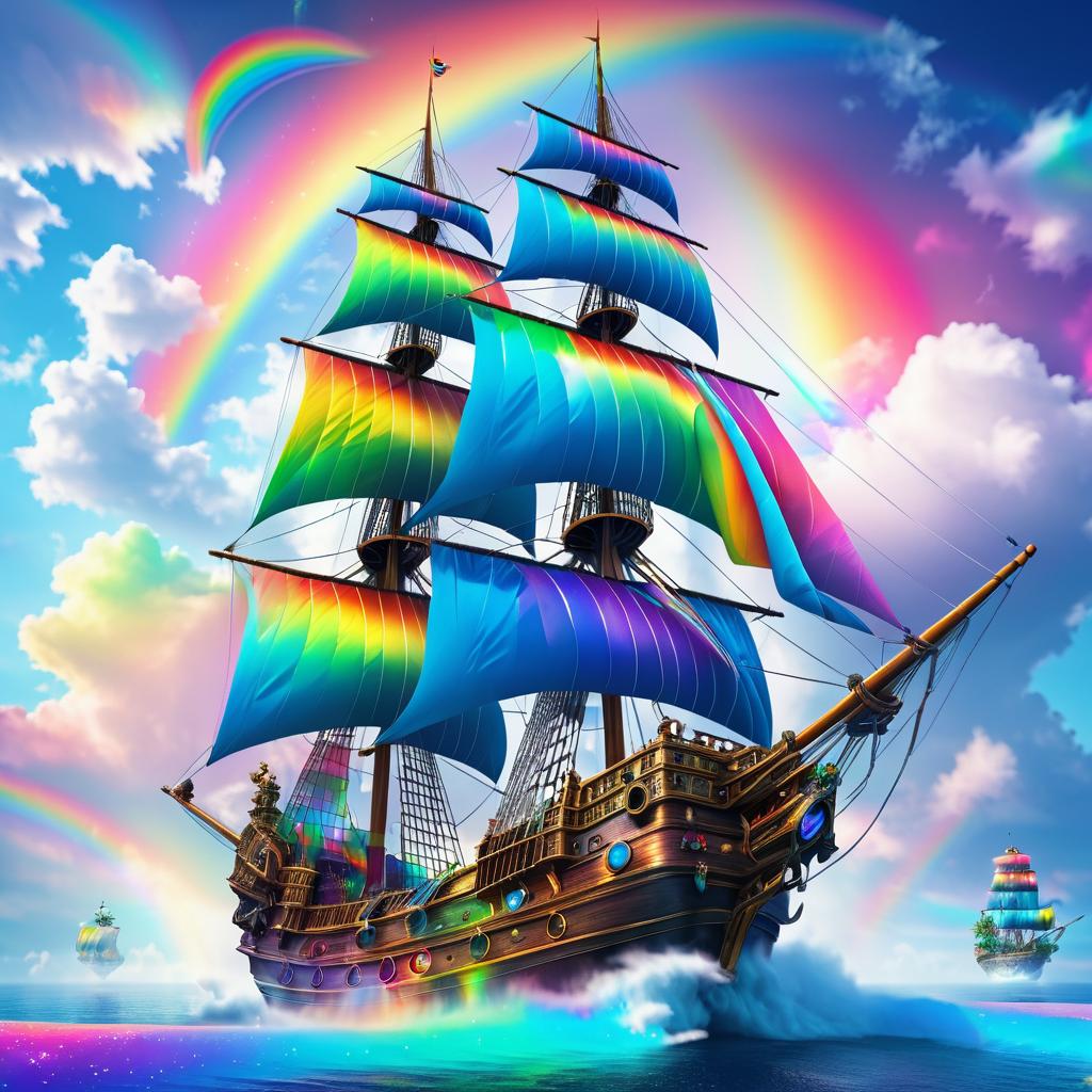 Pirate Ship Adventure in Colorful Skies