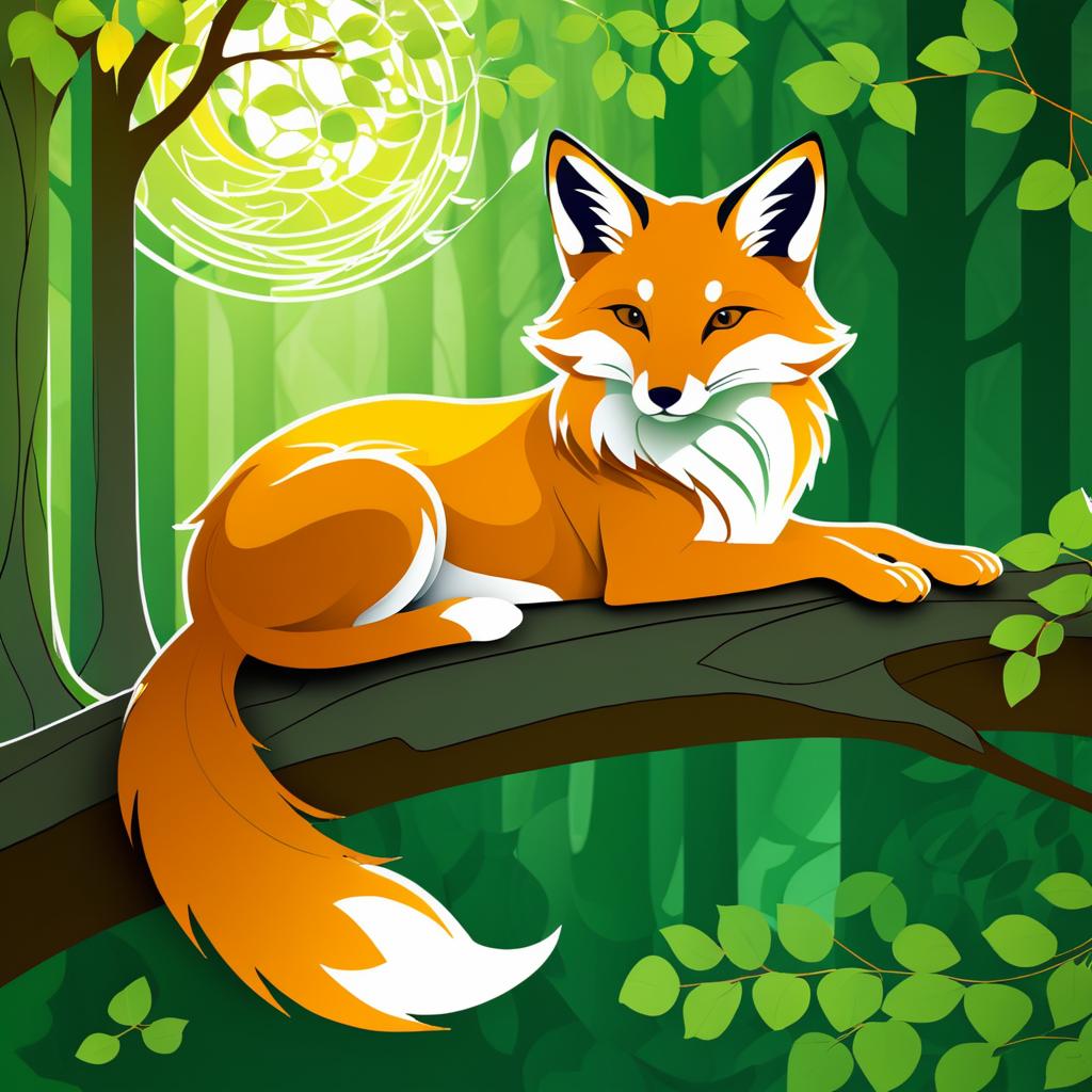 Art Nouveau Fox in Serene Forest