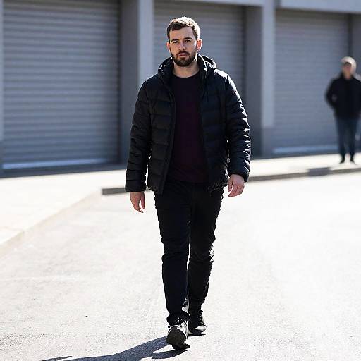 Man Walking on Sunlit Street