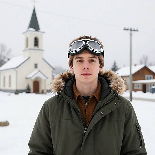 Young Man in Winter Setting