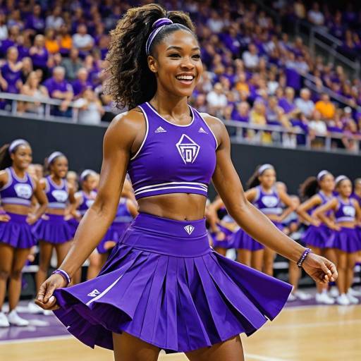 Energetic Cheerleader in Purple Outfit