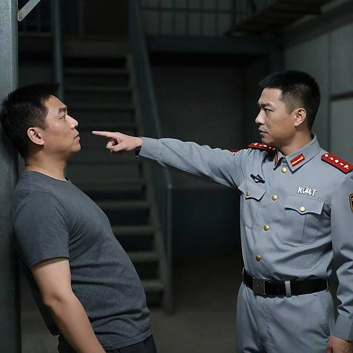 Confrontation in Dimly Lit Industrial Space