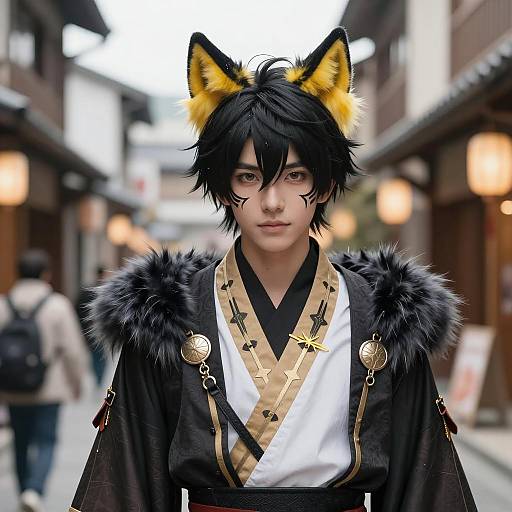 Arknights-inspired cosplay with wolf ears