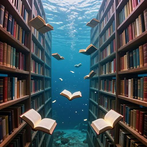 Underwater Library of Glowing Books