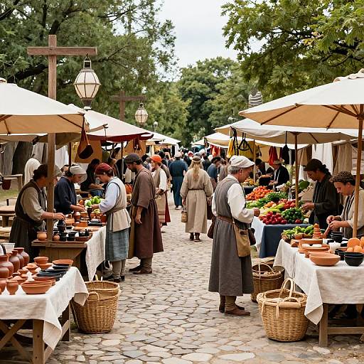 Vibrant Preindustrial Marketplace Scene