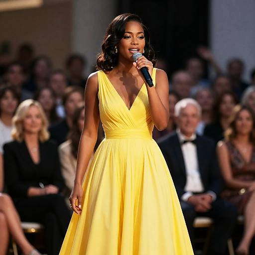 Yellow-Dressed Cher Inspired Singer