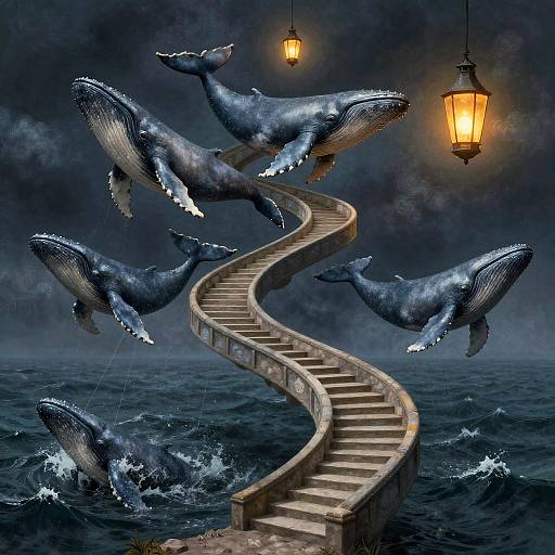 Surreal Endless Staircase and Ocean