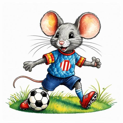 Cute Mouse Playing Soccer Illustration