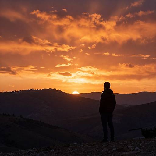 Sunset Silhouette Over Spanish Mountains