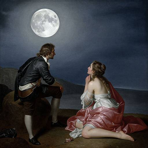 Couple Observing the Moon