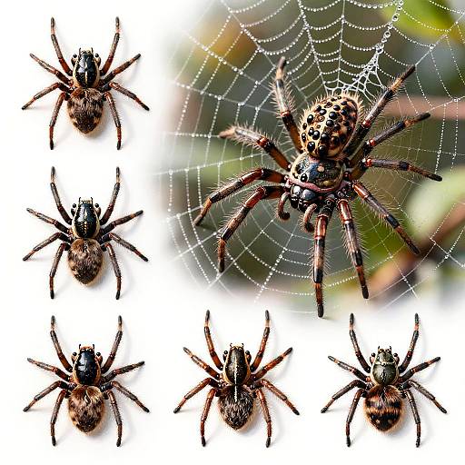 Realistic Spider Drawings on Dewy Webs