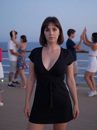 Elegant Hourglass Woman on Cruise Deck