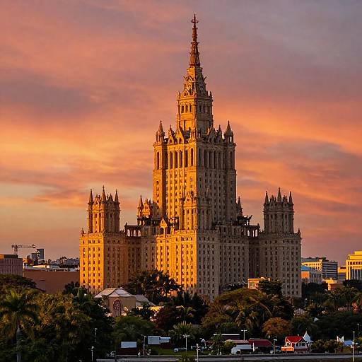 Majestic Towers at Vibrant Sunset