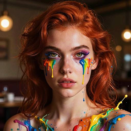 Bioluminescent Painted Woman at Restaurant