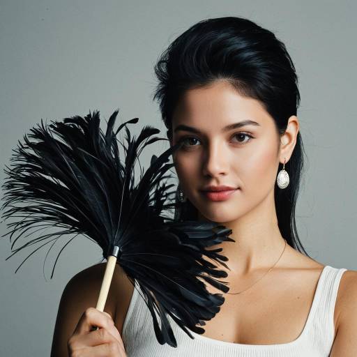 Elegant Girl with French Feather Duster