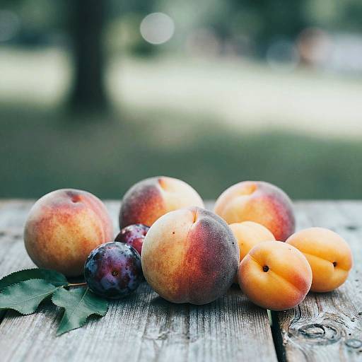 Peaches, Plums & Apricots: Outdoor Still Life
