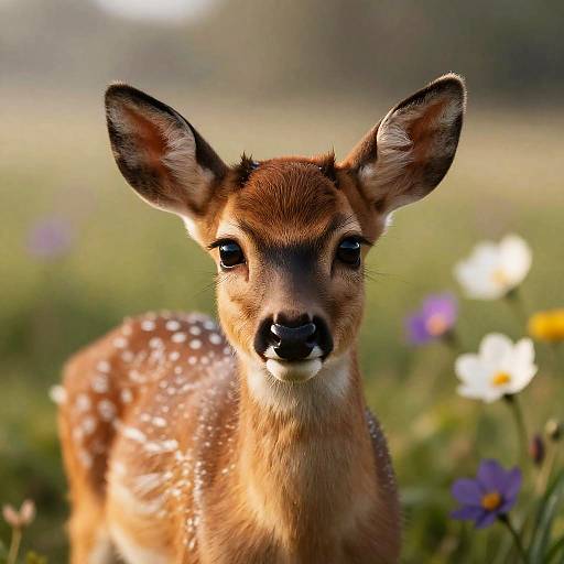 Hyperrealistic Baby Deer in Meadow