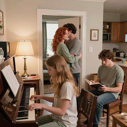 Cozy Living Room Family Scene