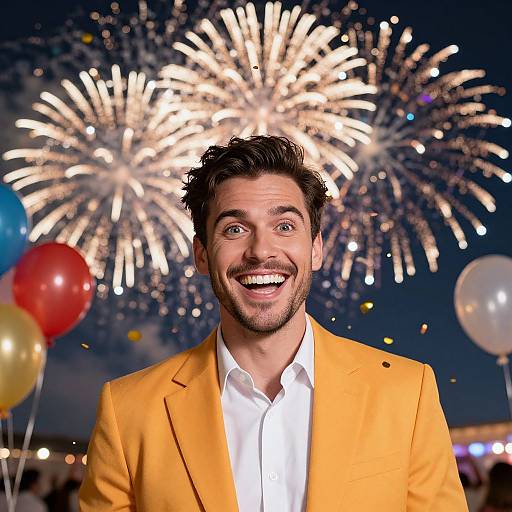 Joyful Man Celebrating New Year's Eve