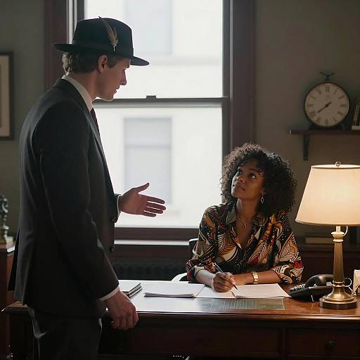 Business Discussion in Vintage Office