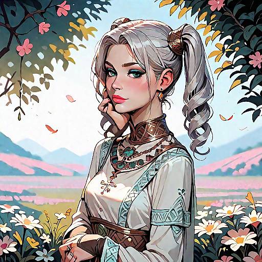 Frieren with Celtic Ring in Clover Field