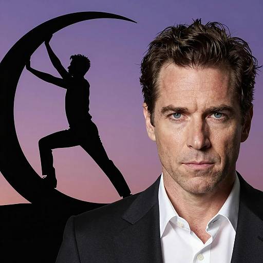 Serious Man in Suit with Silhouette