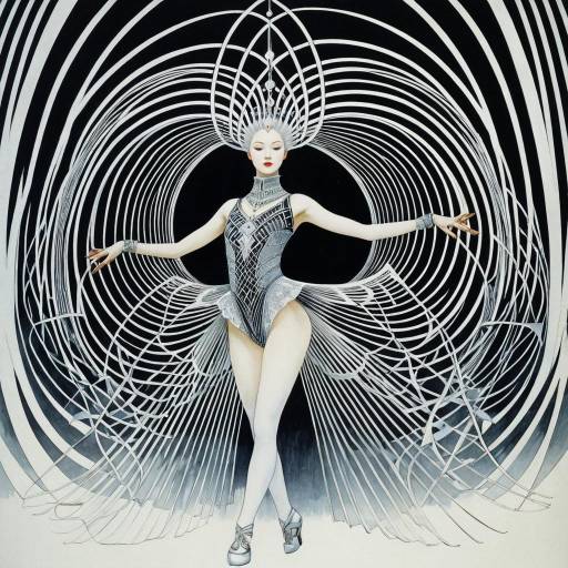 Ethereal Futuristic Dancer in Geometric Costume