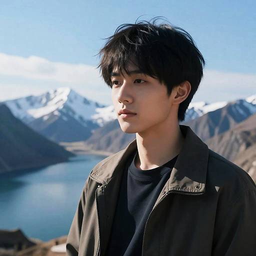 Cinematic Blue Sky Snow Mountain Lake