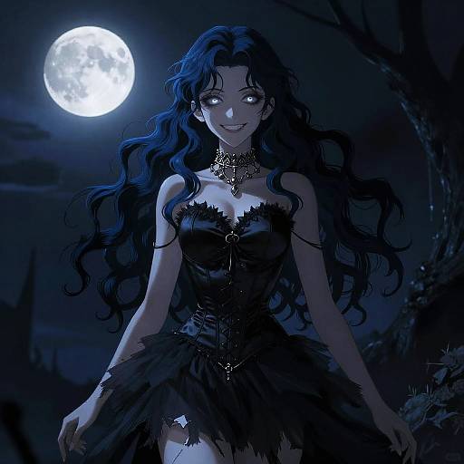 Moonlit Vampire Girl in Shadowed Elegance