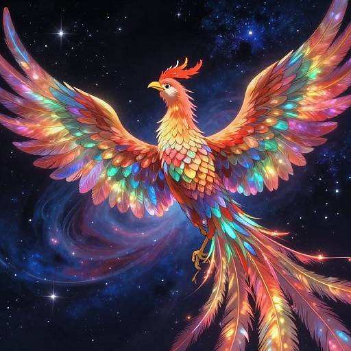 Celestial Phoenix in Astral Nebula