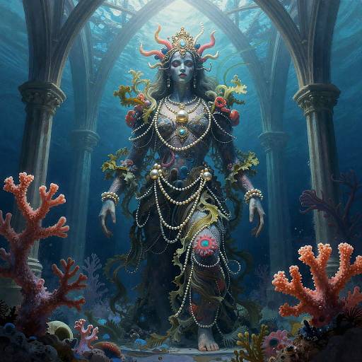 Bioluminescent Coral Colossus in Glass Cathedral