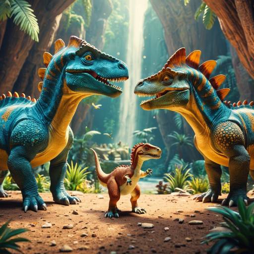 Cartoon Pachycephalosaurus Family in Lush Canyon Cartoon Pachycephalosaurus Family in Lush Canyon
