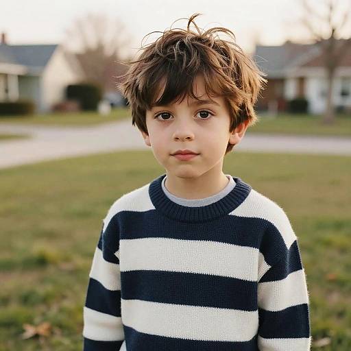 Peekaboo Fringe Boy in Striped Sweater