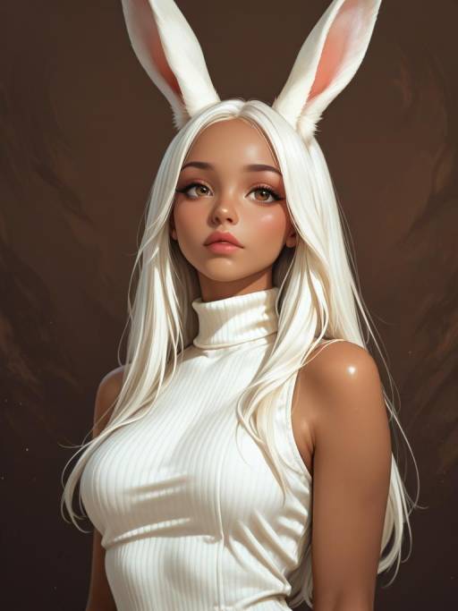 Enchanting Rabbit Girl with Red Eyes