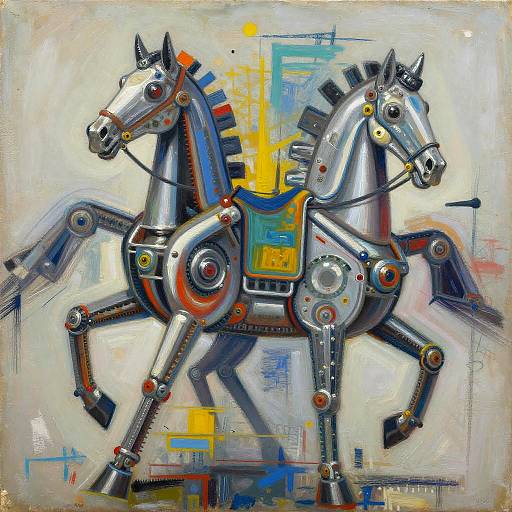 Futuristic Basquiat Mechanical Horses