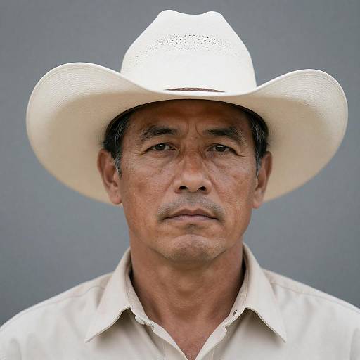 Serious Middle-Aged Man in Cowboy Hat
